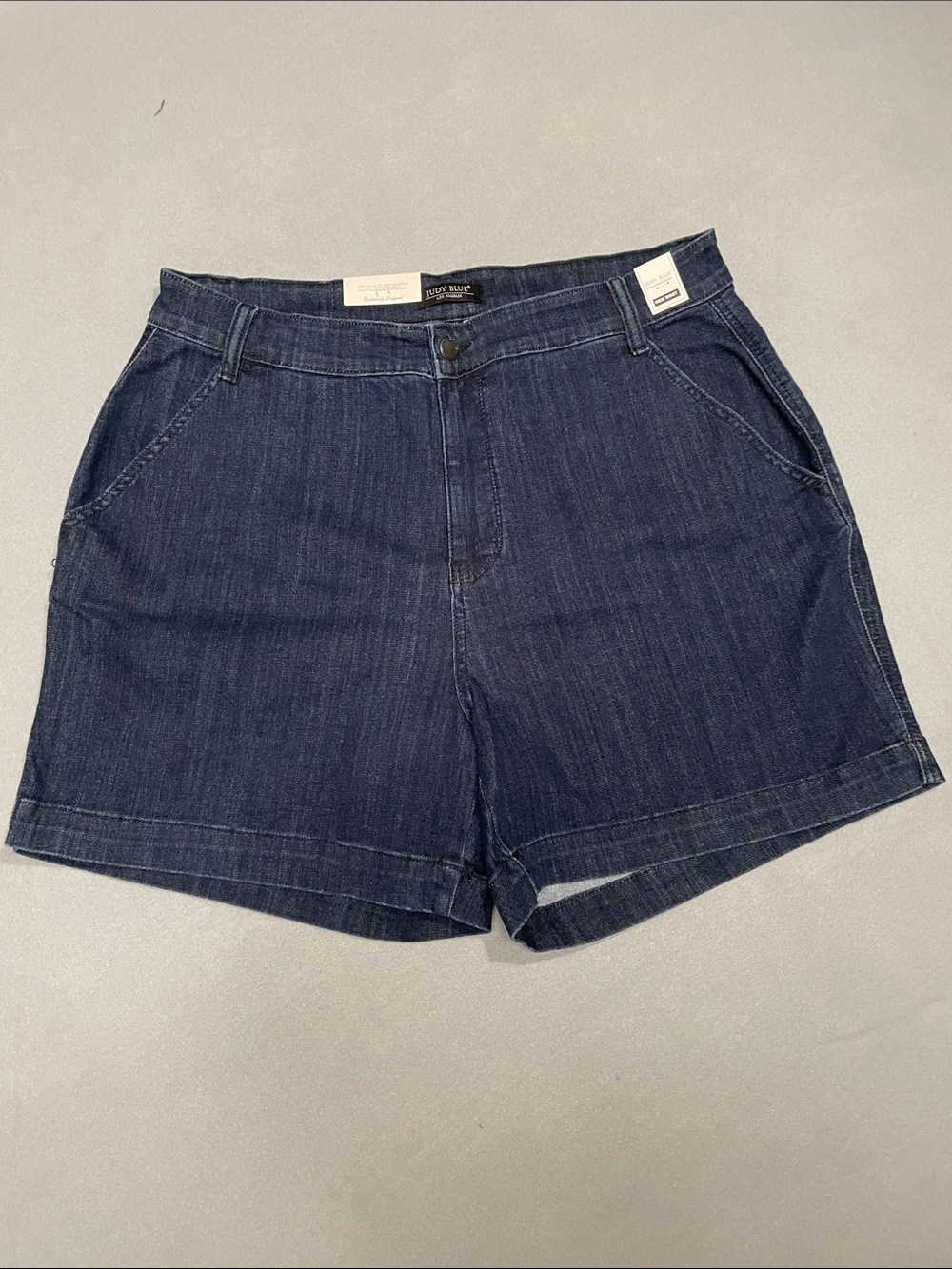 Judy Blue High Waist Denim Trouser Shorts Size 2XL Dark Wash Stretch Casual